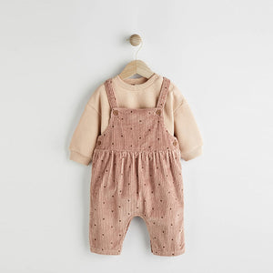 Pink Spot Baby 2pc Baby Dungaree & Bodysuit Set (0mths-12-18mt)