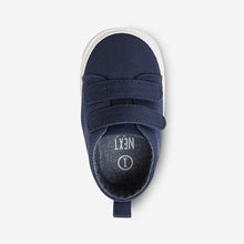 Load image into Gallery viewer, Navy Two Strap Pram Shoes (0-12mths)
