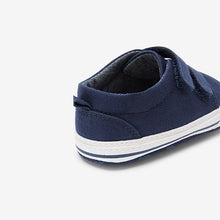 Load image into Gallery viewer, Navy Two Strap Pram Shoes (0-12mths)
