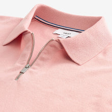 Load image into Gallery viewer, Pink Knitted Regular Fit Zip Polo Shirt
