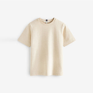 Oatmeal Cream Heavyweight Short Sleeve Crew Neck T-Shirt