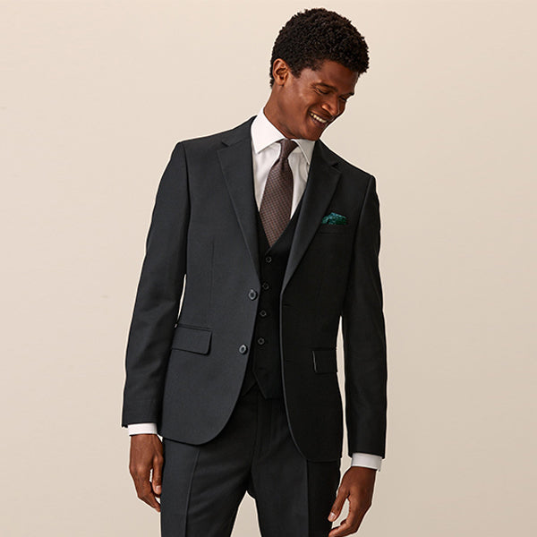 Black Slim Fit Textured Suit Jacket