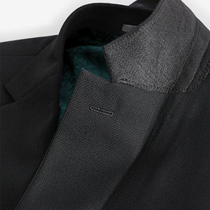 Black Slim Fit Textured Suit Jacket