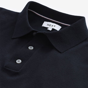 Navy Blue Knitted Polo Shirt
