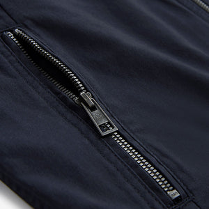 Navy 100% Cotton Zip-Up Shacket