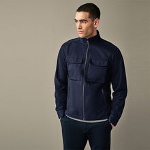 Load image into Gallery viewer, Navy 100% Cotton Zip-Up Shacket

