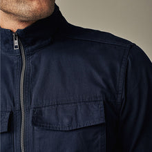 Load image into Gallery viewer, Navy 100% Cotton Zip-Up Shacket

