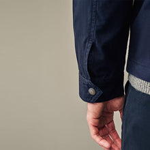 Load image into Gallery viewer, Navy 100% Cotton Zip-Up Shacket
