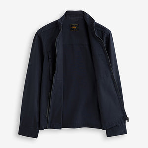 Navy 100% Cotton Zip-Up Shacket