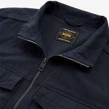 Load image into Gallery viewer, Navy 100% Cotton Zip-Up Shacket
