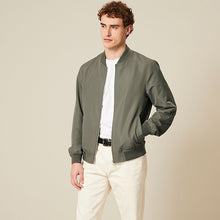 Load image into Gallery viewer, Sage Green Shower Resistant Bomber Jacket
