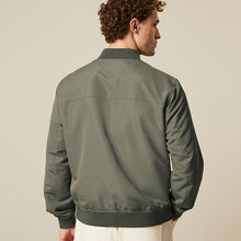 Load image into Gallery viewer, Sage Green Shower Resistant Bomber Jacket
