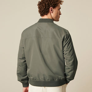 Sage Green Shower Resistant Bomber Jacket