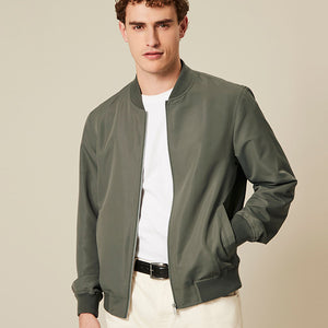 Sage Green Shower Resistant Bomber Jacket