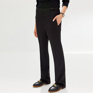 Black Tailored Elastic Back Bootcut Trousers