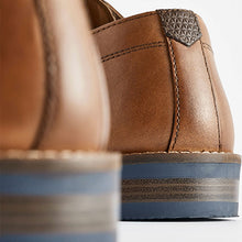 Load image into Gallery viewer, Tan Brown Leather Derby Shoes with Navy Contrast Sole
