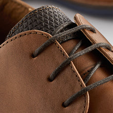 Load image into Gallery viewer, Tan Brown Leather Derby Shoes with Navy Contrast Sole
