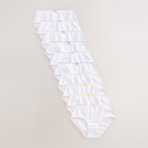 White Heart Lace Trim Briefs 10 Pack (1.5-12yrs)