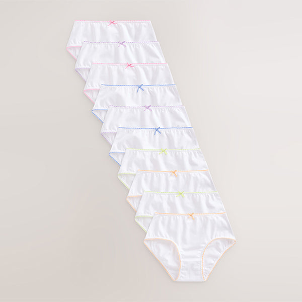 White Heart Lace Trim Briefs 10 Pack (1.5-12yrs)