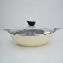 Load image into Gallery viewer, Eela Two Handle Wok Ivory with Glass Lid 36cm
