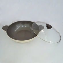 Load image into Gallery viewer, Eela Two Handle Wok Ivory with Glass Lid 36cm
