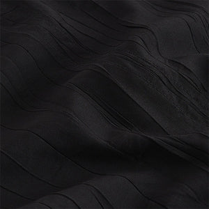 Black Gathered Short Sleeve Textured Boxy T-Shirt