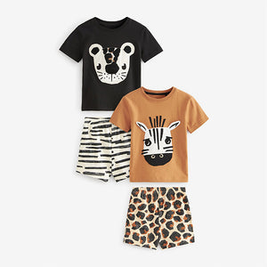 Animal Print 100% Cotton Short Pyjamas 2 Pack (9mths-6yrs)