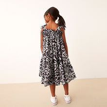 Load image into Gallery viewer, Black Swirl Print Tie Shoulder Printed Summer Dress (3-12yrs)
