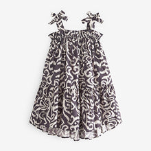 Load image into Gallery viewer, Black Swirl Print Tie Shoulder Printed Summer Dress (3-12yrs)
