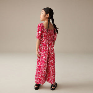 Red Hearts Printed Jumpsuit (3-12yrs)