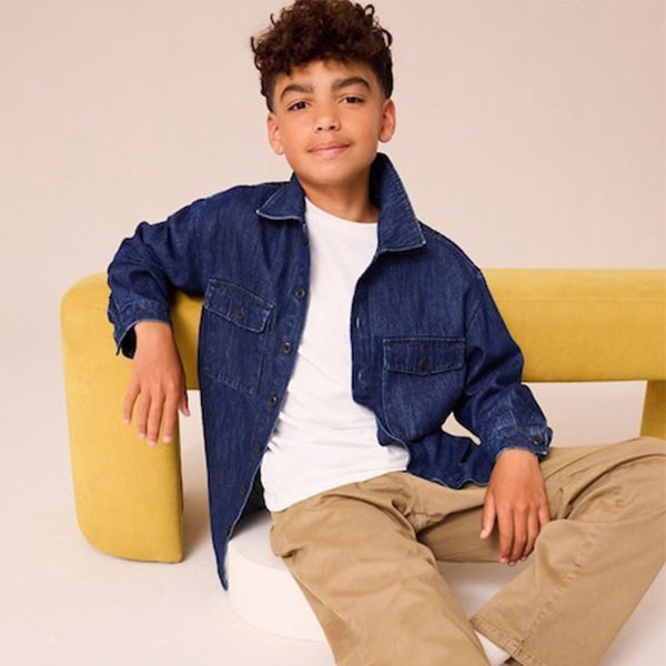 Denim Dark Blue Long Sleeve 100% Cotton Shirt (3-12yrs)