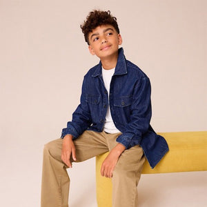 Denim Dark Blue Long Sleeve 100% Cotton Shirt (3-12yrs)