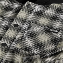 Load image into Gallery viewer, Black/White Long Sleeve Check 100% Cotton Hooded Shirt (3-12yrs)
