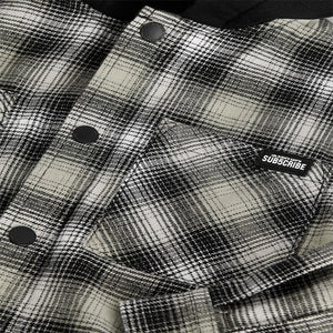 Black/White Long Sleeve Check 100% Cotton Hooded Shirt (3-12yrs)