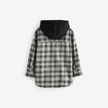 Load image into Gallery viewer, Black/White Long Sleeve Check 100% Cotton Hooded Shirt (3-12yrs)
