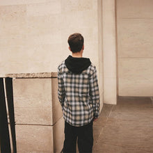 Load image into Gallery viewer, Black/White Long Sleeve Check 100% Cotton Hooded Shirt (3-12yrs)
