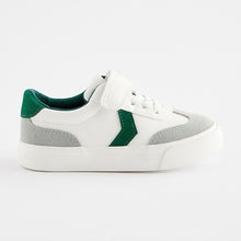 Load image into Gallery viewer, White Standard Fit (F) Touch Fastening Chevron Trainers
