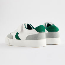 Load image into Gallery viewer, White Standard Fit (F) Touch Fastening Chevron Trainers
