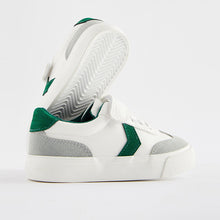 Load image into Gallery viewer, White Standard Fit (F) Touch Fastening Chevron Trainers
