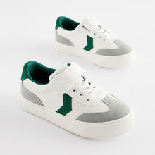 Load image into Gallery viewer, White Standard Fit (F) Touch Fastening Chevron Trainers
