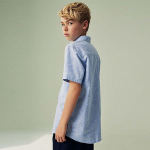 Blue Linen Blend Shirt (3mths-12yrs)