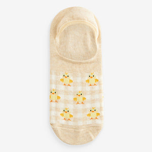 Pastel Spring Animals Print Invisible Trainers Socks 5 Pack