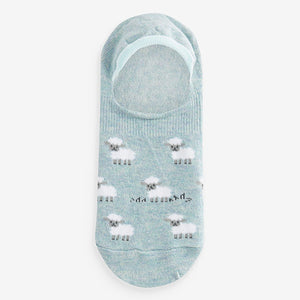 Pastel Spring Animals Print Invisible Trainers Socks 5 Pack