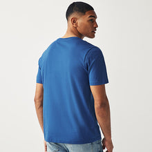 Load image into Gallery viewer, Blue Bright Regular Fit Essential Crew Neck Cotton T-Shirt
