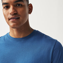 Load image into Gallery viewer, Blue Bright Regular Fit Essential Crew Neck Cotton T-Shirt

