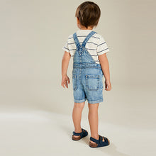 Load image into Gallery viewer, Light Wash 100% Cotton Denim Dungarees (3mths-6yrs)
