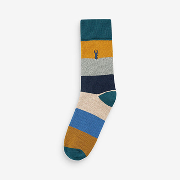 Navy Blue / Grey Stripe Pattern Heavyweight Socks 4 Pack