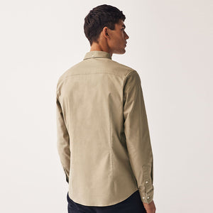 Tan Stretch Oxford Long Sleeve Shirt