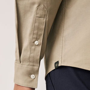 Tan Stretch Oxford Long Sleeve Shirt