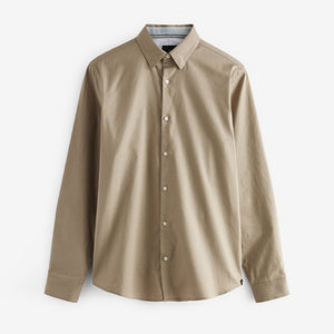 Tan Stretch Oxford Long Sleeve Shirt